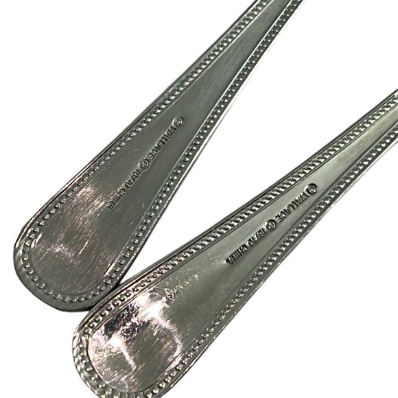 Wallace Continental Bead Stainless Flatware Serving Fork Pierced Spoon 18/10 - Picture 7 of 8